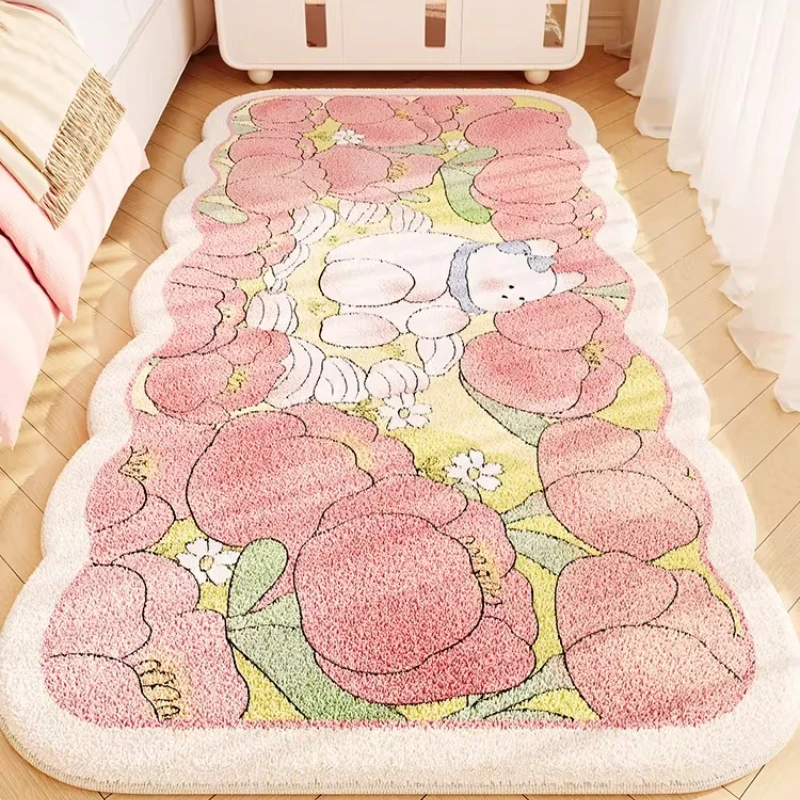 Girly Style Carpets for Living Room Pink Bow Bedroom Decor Carpet Fluffy Soft Irregular Bedside Rug Home Thicken Plush Floor Mat