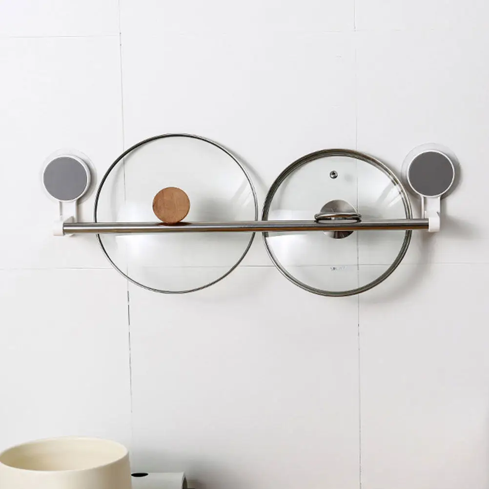 

2Pcs Stainless Steel Towel Shelf Traceless Sucker Design Heavy Duty Rustproof Holder for Bath Kitchen Storage Space Saving