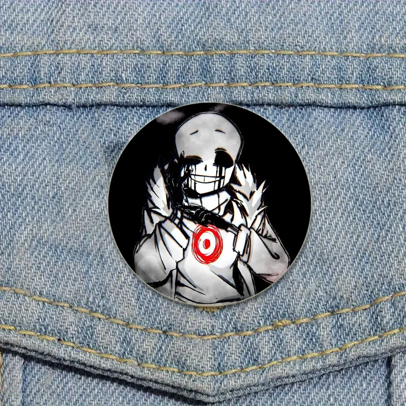 Killer Sans HD Print Brooches for Backpack Anime Figure Pins Cartoon Cosplay Badge Accessories Clothes Decoration Handmade Gift
