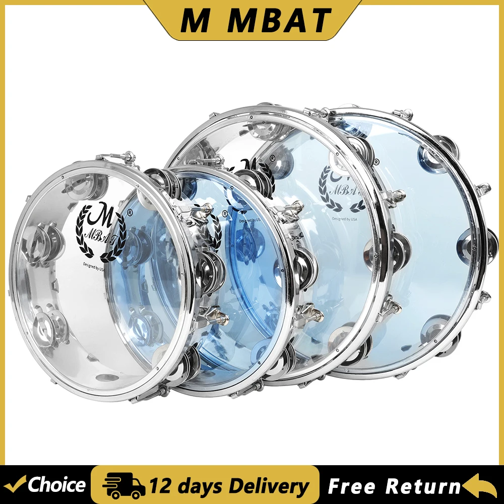 طبلة يدوية على شكل جرس يدوي مقاس 8/10 بوصة مع أداة قرع الأناشيد ذات صف مزدوج لـ KTV / Festiva / Partyl / الاحتفال #1