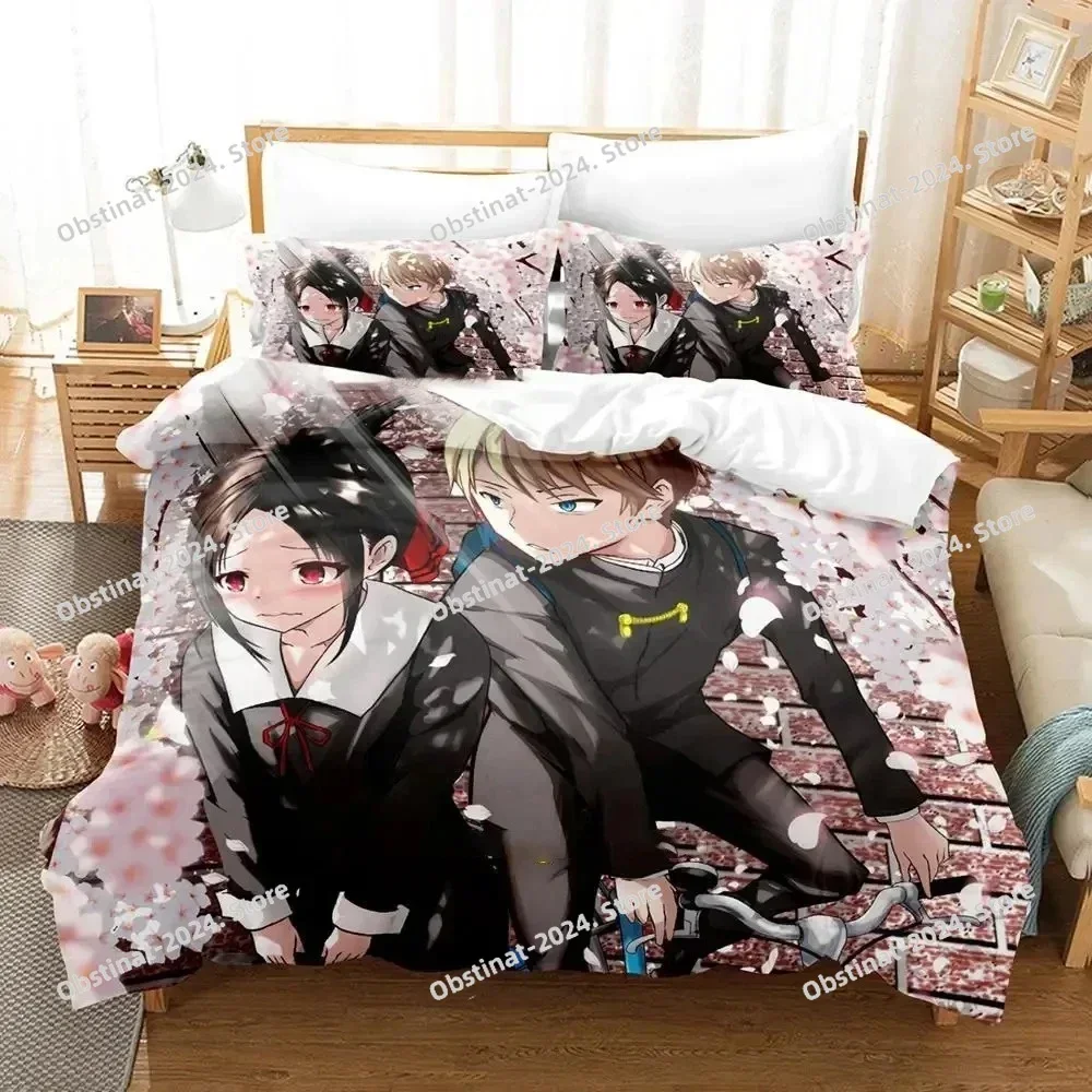 Anime Kaguya-Sama Love Is War Bedding set Printed Duvet Cover Pillowcase Single Double Queen Super King Size Sets