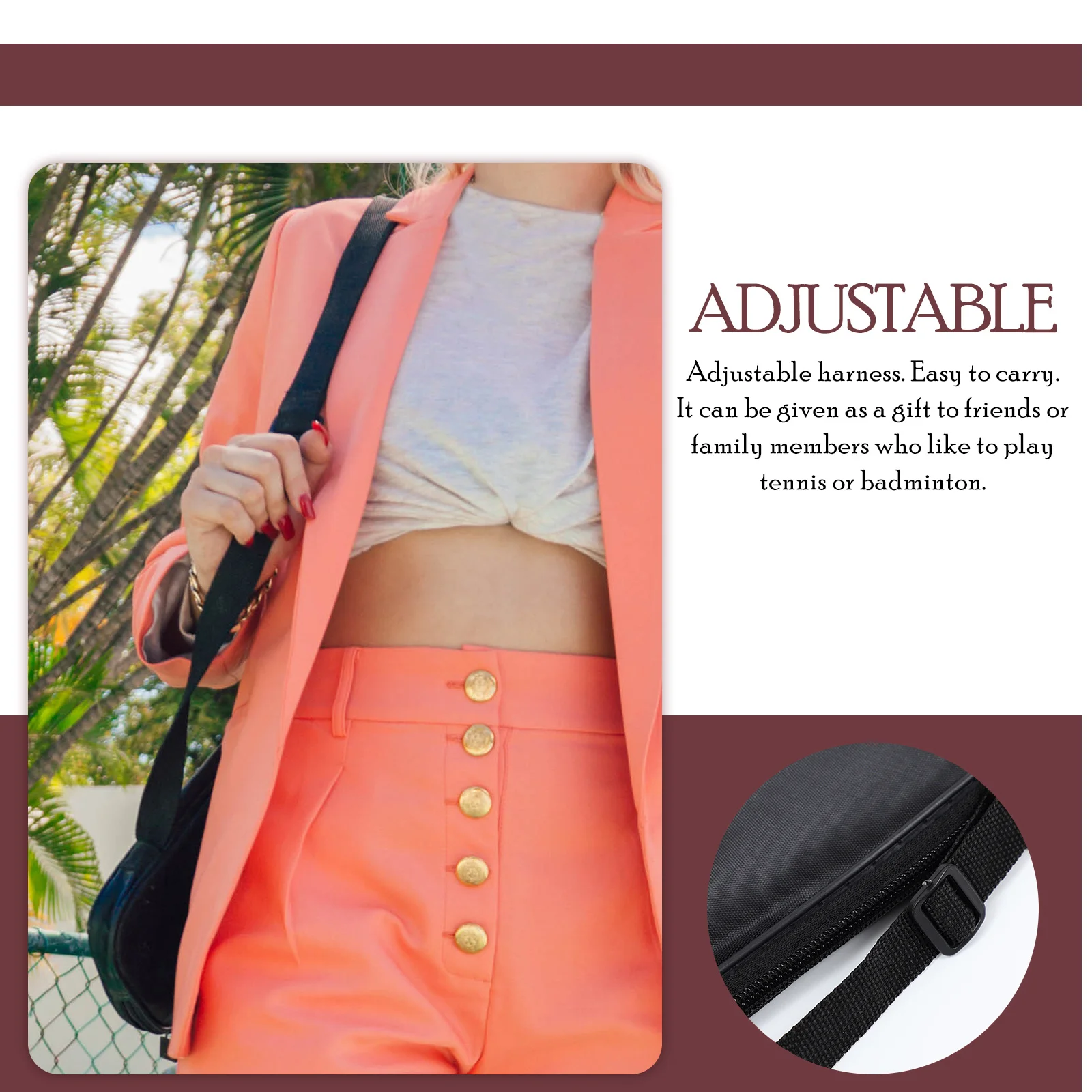 

2 pcs Badminton Racket Storage Bag Pouch Durable Strong Zipper Design Organizer Carry Case Shoulder Strap Ball Sports Equipment