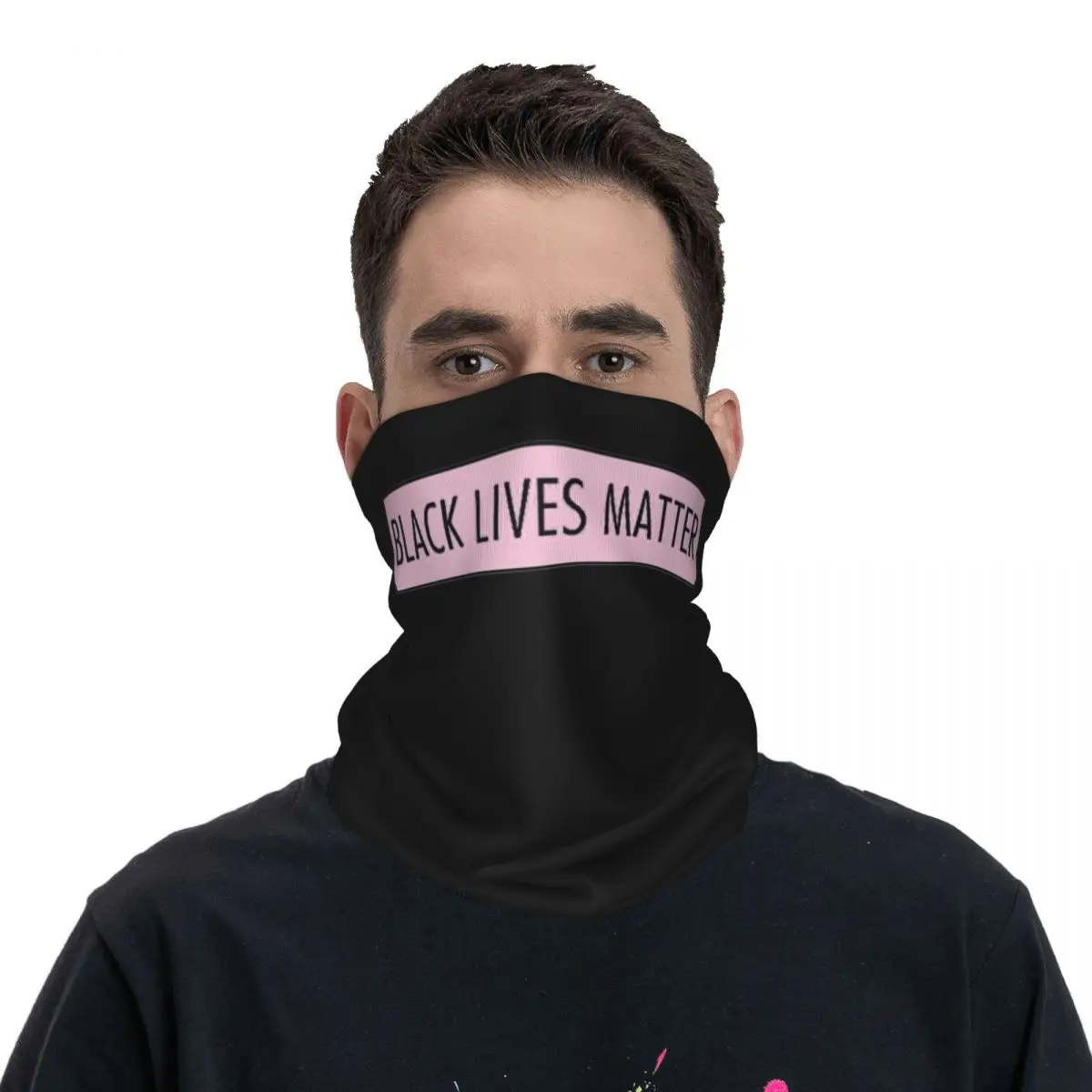 Black Lives matter pink Bandana Neck Gaiter Printed Wrap Mask Scarf Multi-use Balaclava Hiking Fishing Unisex Adult Winter