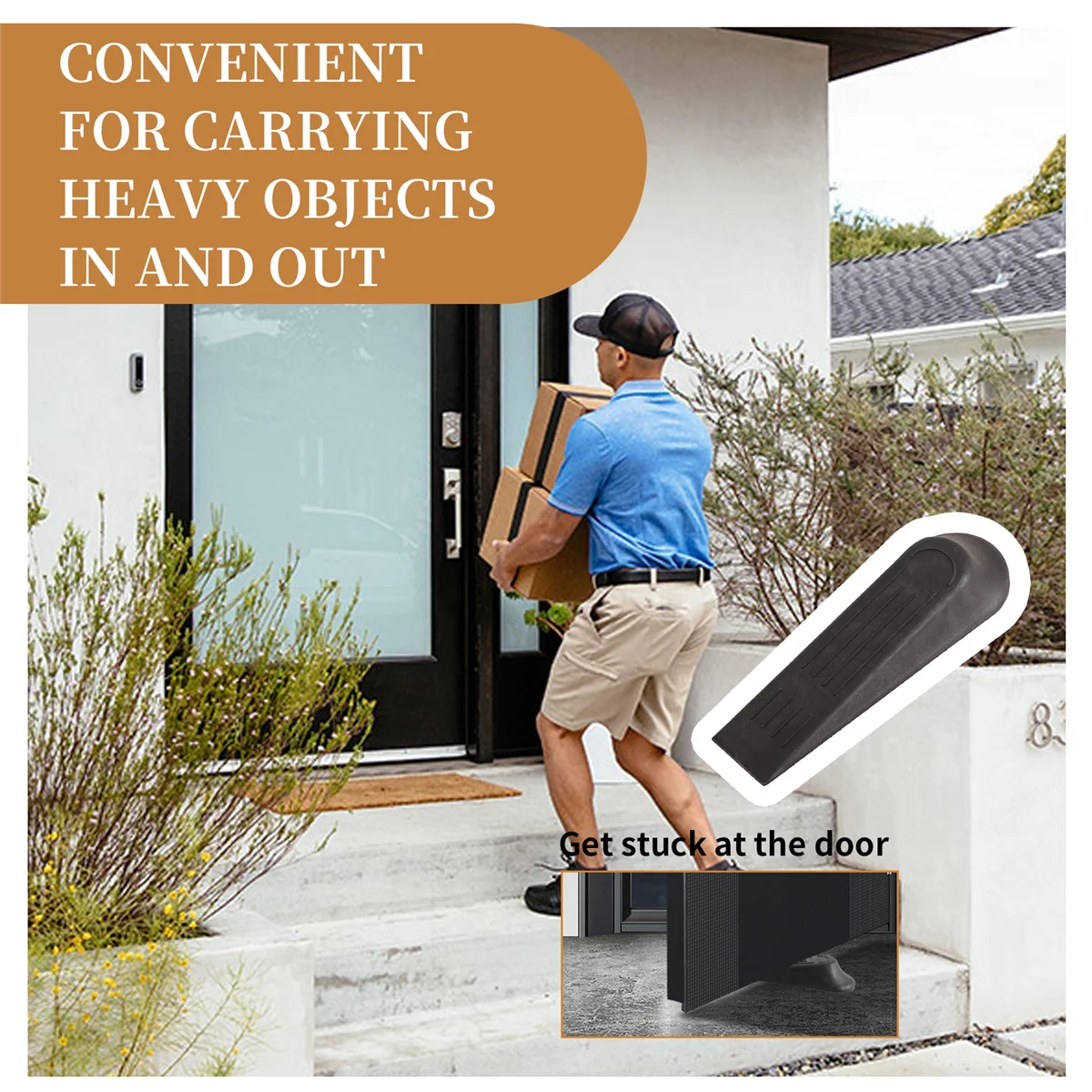 4 قطع جديدة من البلاستيك الأسود غير القابل للانزلاق سدادة الباب العازلة إسفين الباب