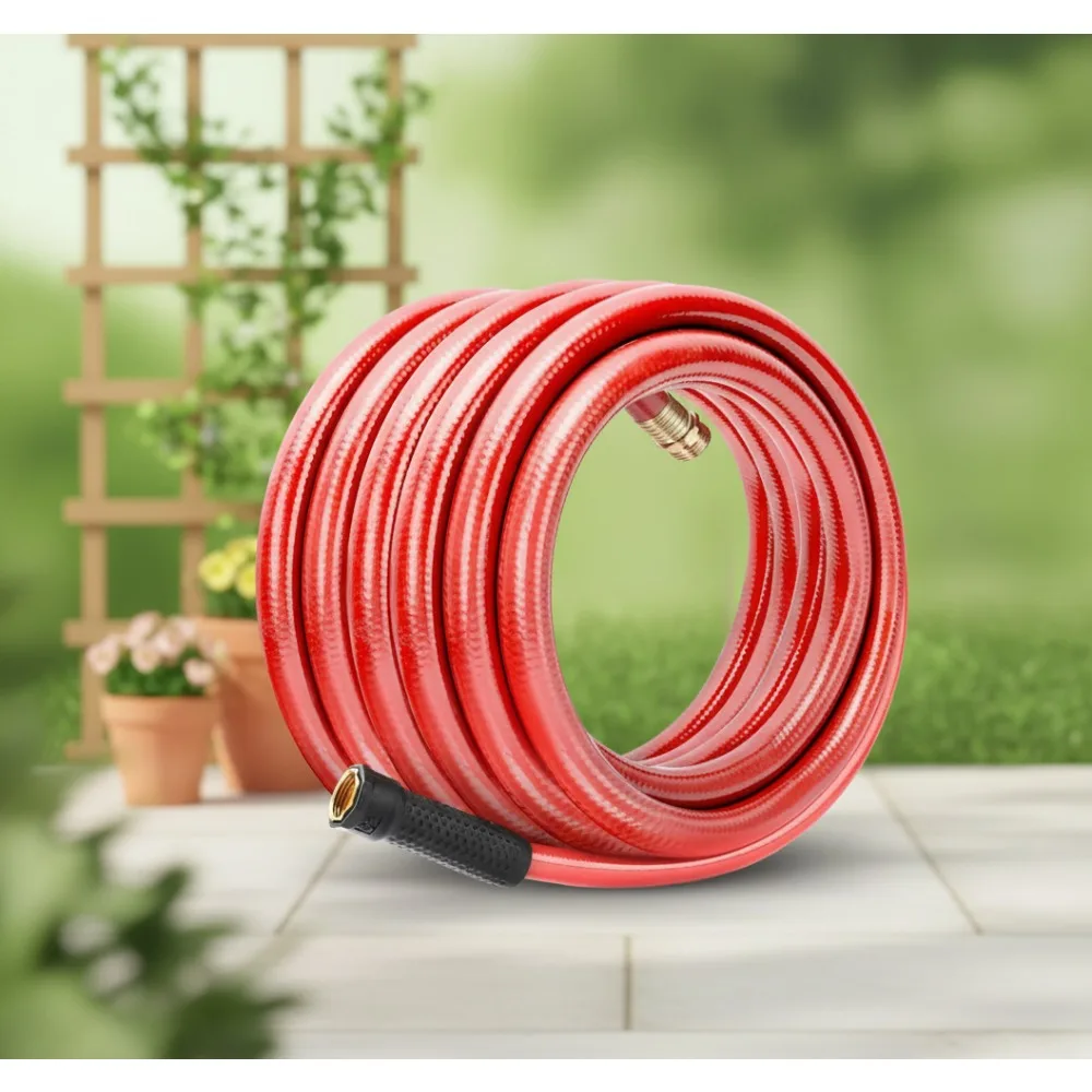 

50ft 5/8in Kink-Free Garden Hose - Heavy Duty Flexible Water Pipe with Brass Fittings for Yard & Household