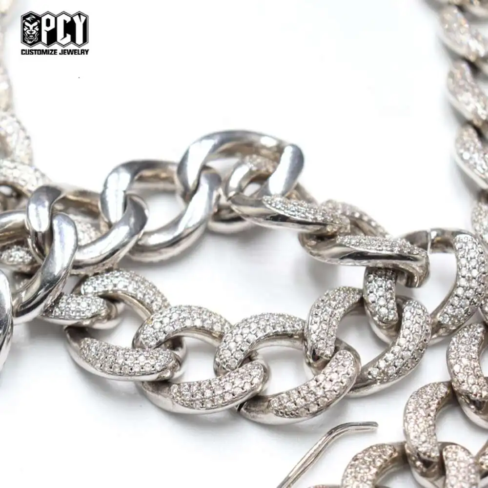 Luxury Custom Jewelry Small Diamond Stainless Steel Necklace Circle Choker Tennis Chain Necklace.