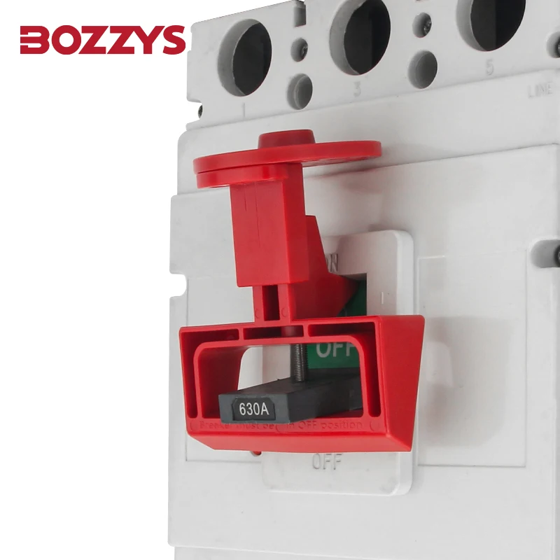BOZZYS Red Medium Circuit Breaker Lockout Device with Locking Screw for Electrical Lockout-Tagout
