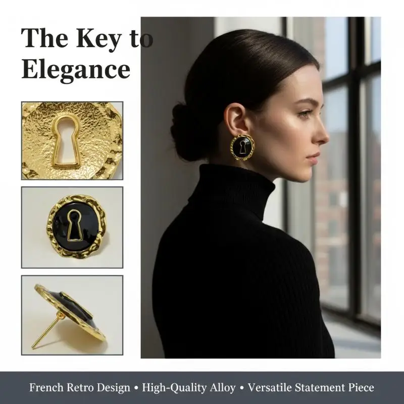 Vintage Exaggerated Metal Alloy Round Dangle Earrings For Women Fashion Jewelry Brand Show Model Statement Earrings Accessories