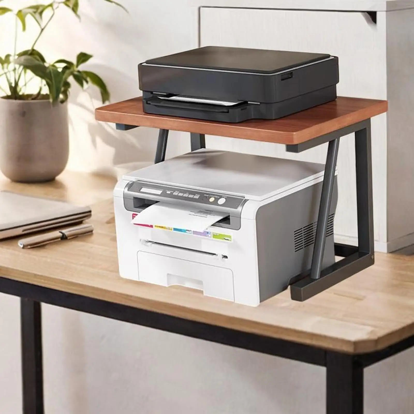 Dudukan Printer Desktop Meja Tempat Mesin Fotokopi Kayu Rak Organisasi Kantor Bergaya untuk Meja Kantor Printer Mesin Fotokopi Faks
