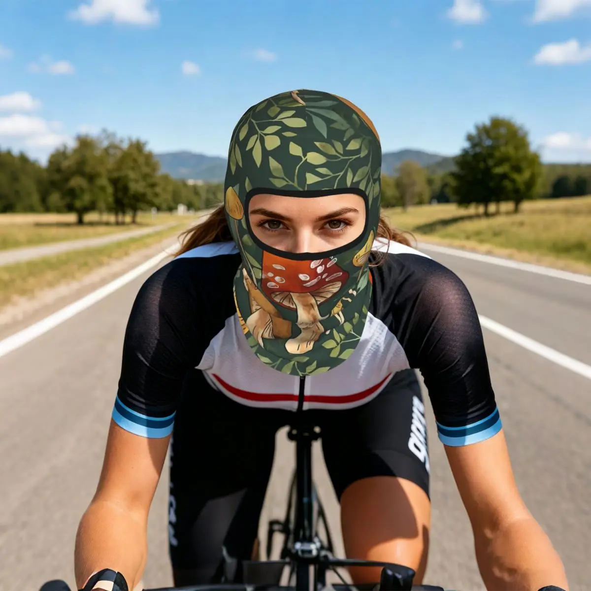 Woodland Mushroom Spray Breathable Balaclava Full Face Mask Sun Protection Neck Gaiter For Motorcycle Cycling Fishing Outdoor