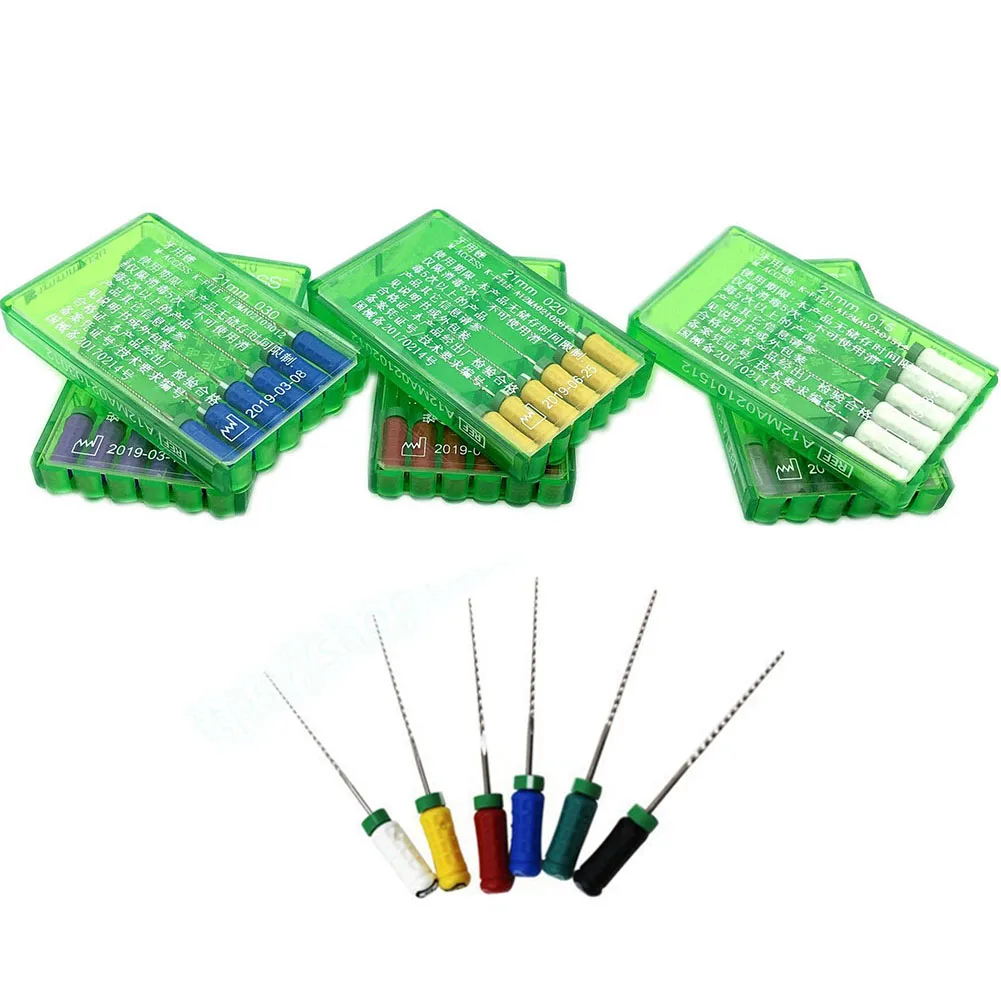 5 صناديق الأصلي Dentsply قناة الجذر K الملفات قابلة لإعادة الاستخدام 21/25 مللي متر قناة الجذر الأسنان إندو K-ملف Mallefer الوصول استعادة الأسنان