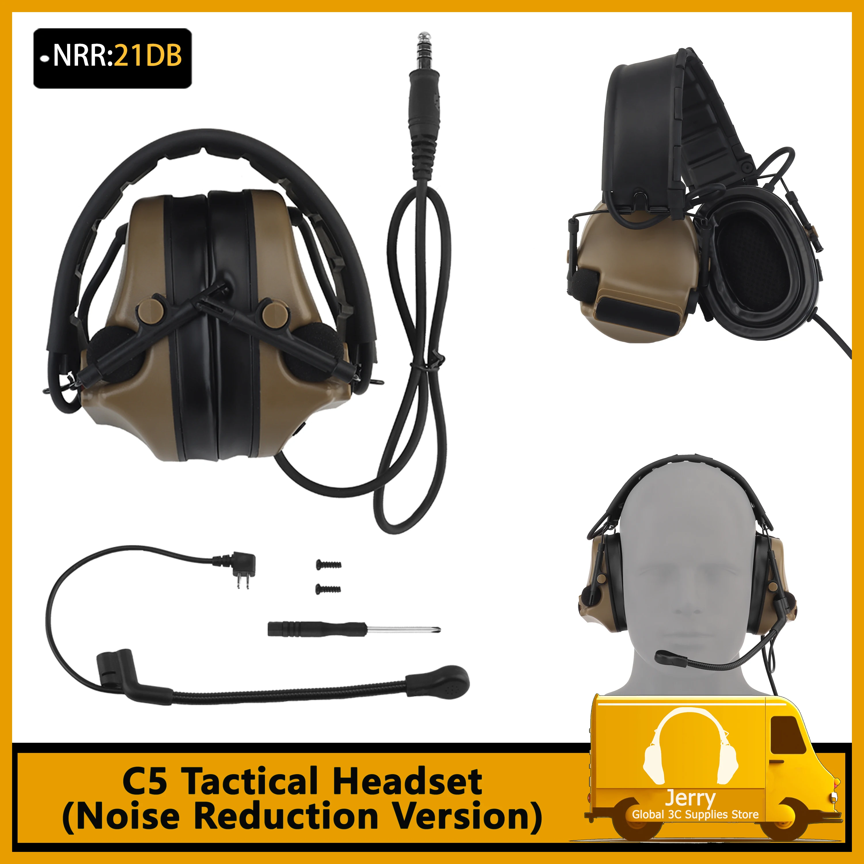 

Electronic Communication Tactical Headset C5，Noise Canceling Headset Hearing Protection Noise-proof hunting Shooting Earmuffs