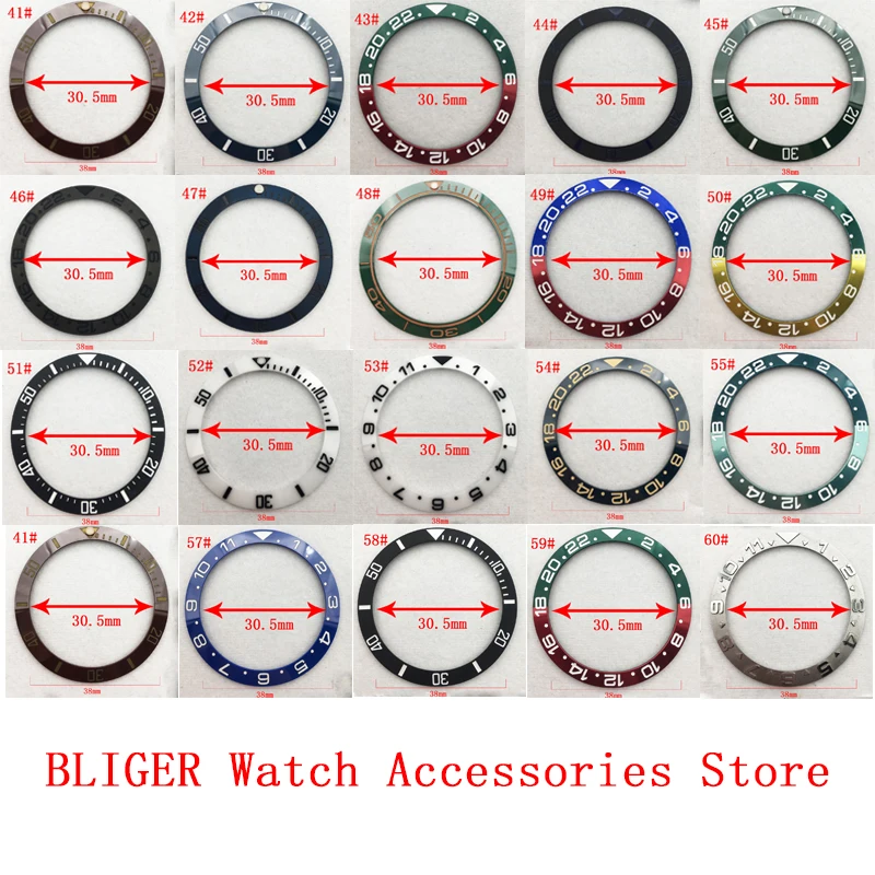 

Bliger High Quality 38mm Bezel Green Red Ceramic Titanium Bezel Insert Fit 40mm Watch Case