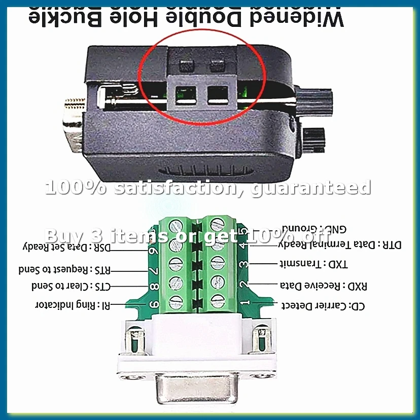 DB9 Solderless RS232 D-SUB Serial to 9Pin Port Terminal Male Female Adapter Connector Breakout Board (2-Male+2-Female)-DT30