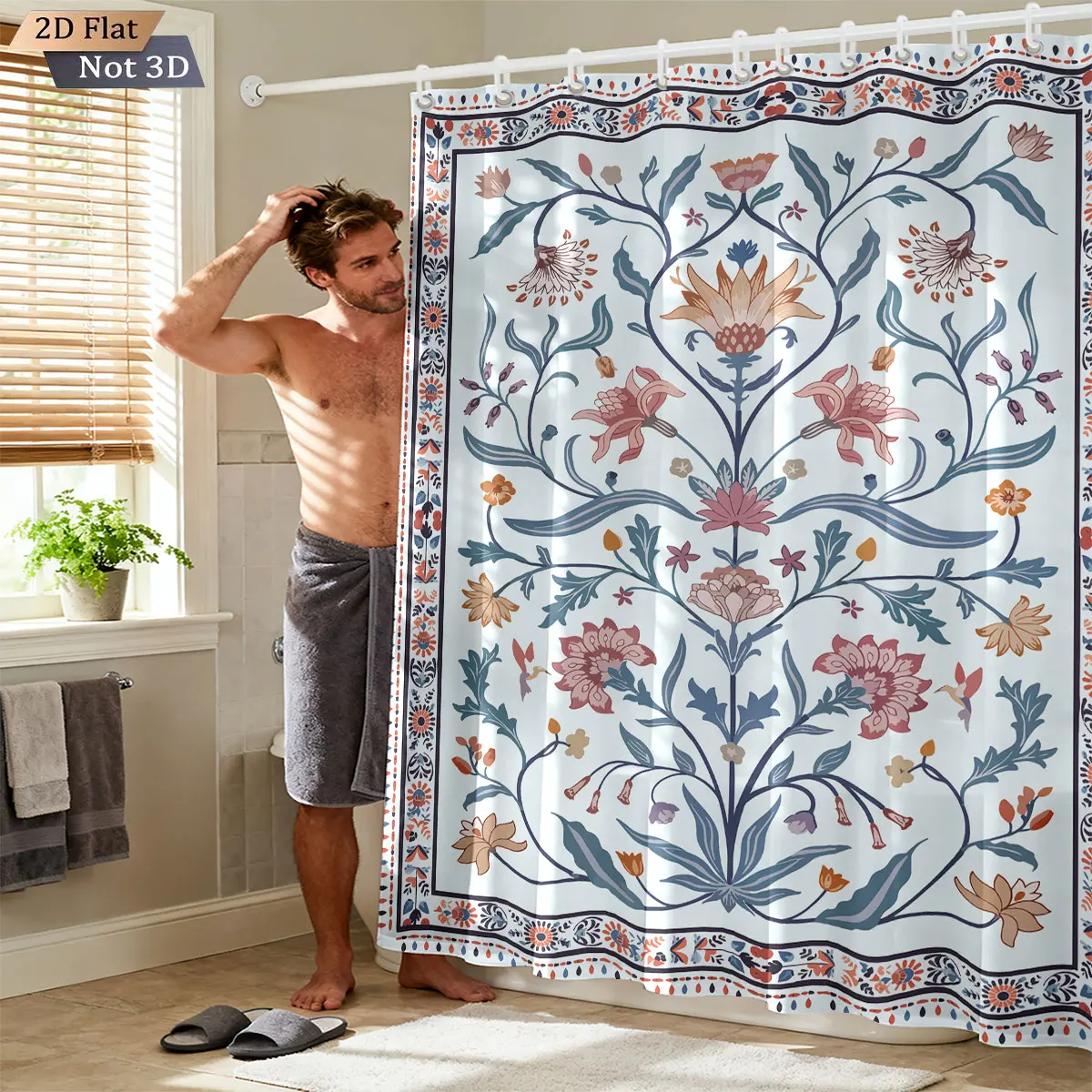 

1 шт., ретро красивый снежный цветок лотоса с принтом, водонепроницаемая перегородка для ванной комнаты, подвесная занавеска с 12 крючками, несколько размеров