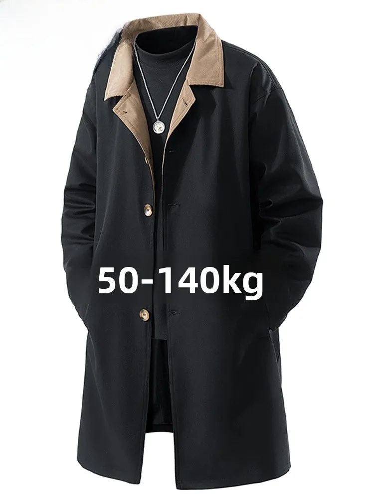 

Мужская ветровка Mo Cha: модная, свободного кроя, с отложным воротником, для полных мужчин, весна-осень, средней длины