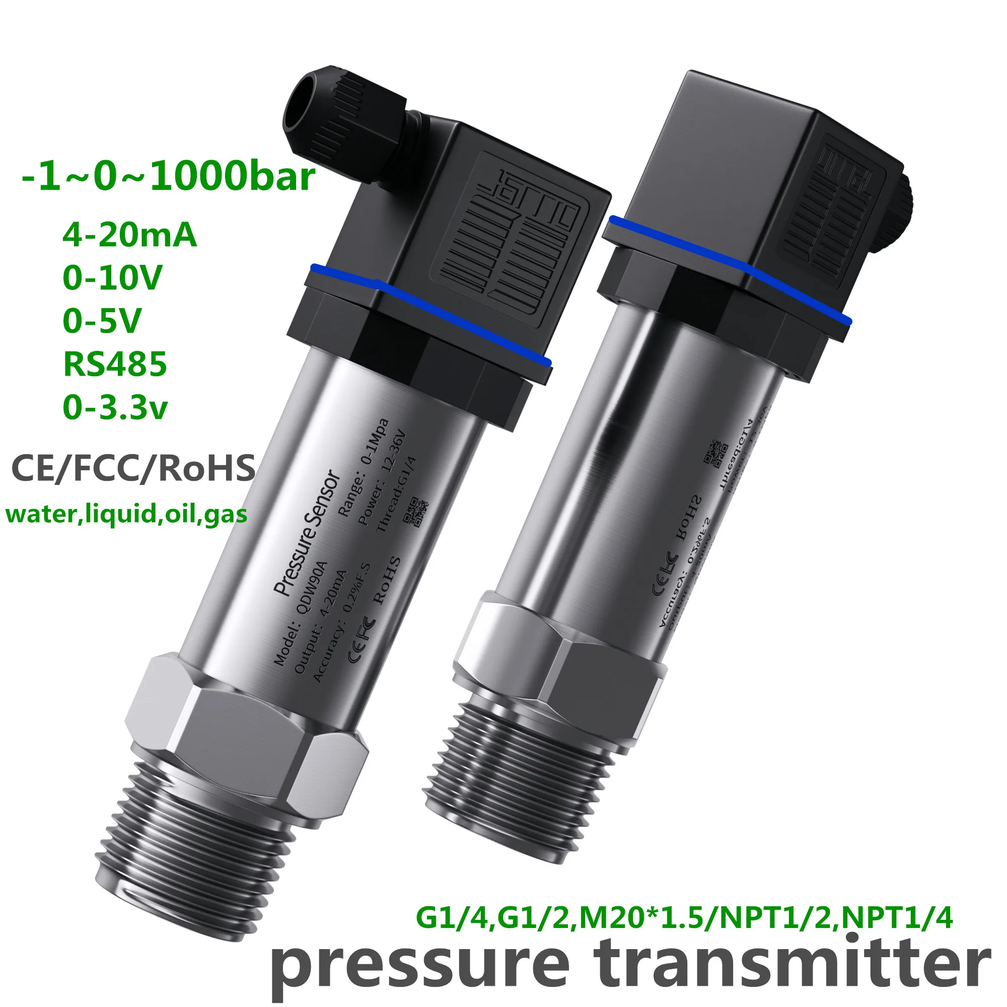 

4-20mA 0-10V pressure transmitter 1.6Mpa 2.5Mpa 1bar 10bar 10kpa transducer DC24V DC5V hydraulic pressure sensor 0-3.3V