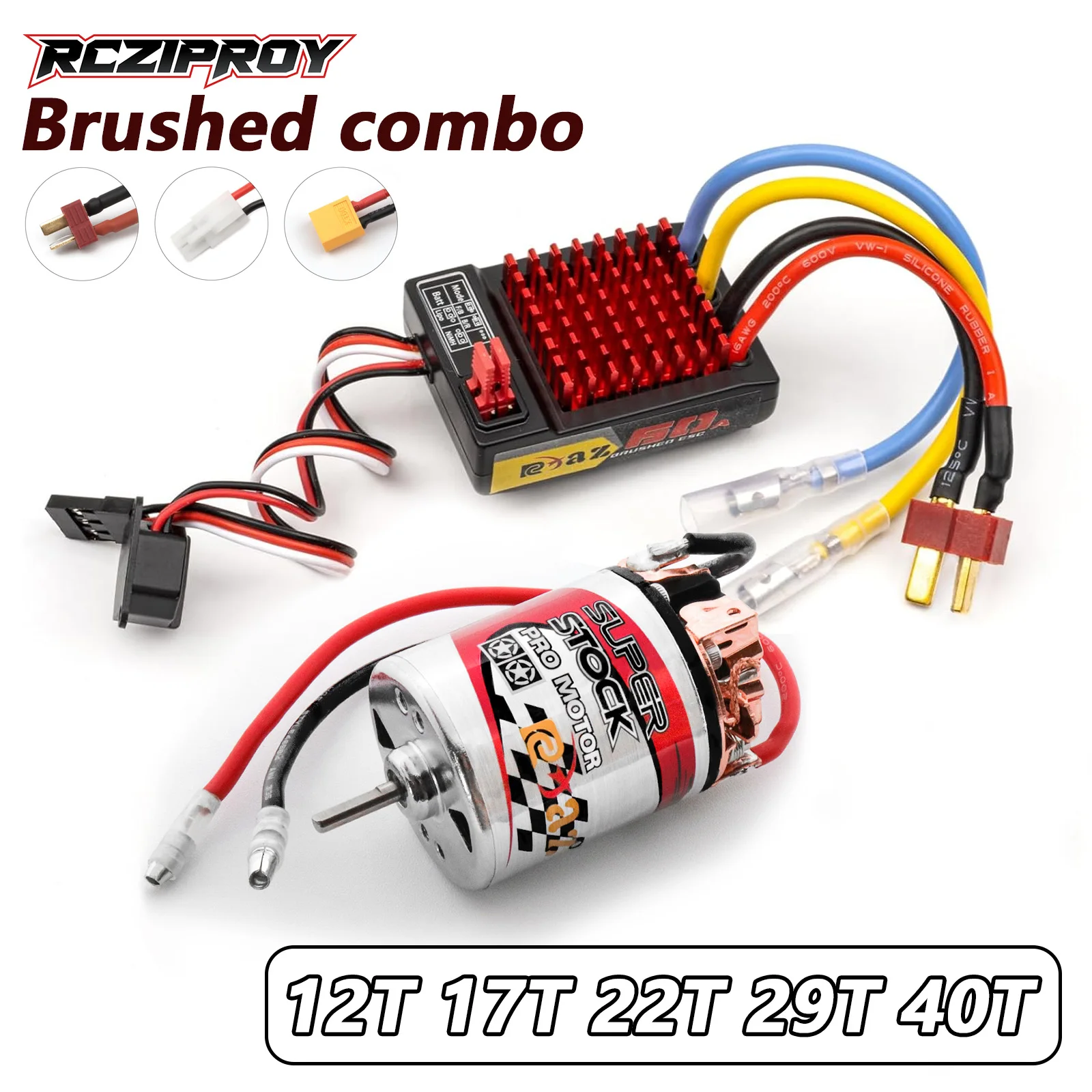 

Комплект RCZIPROY: мотор 540 с щетками и регулятором скорости 60A (12T/17T/22T/29T/40T) для радиоуправляемых машин 1/10