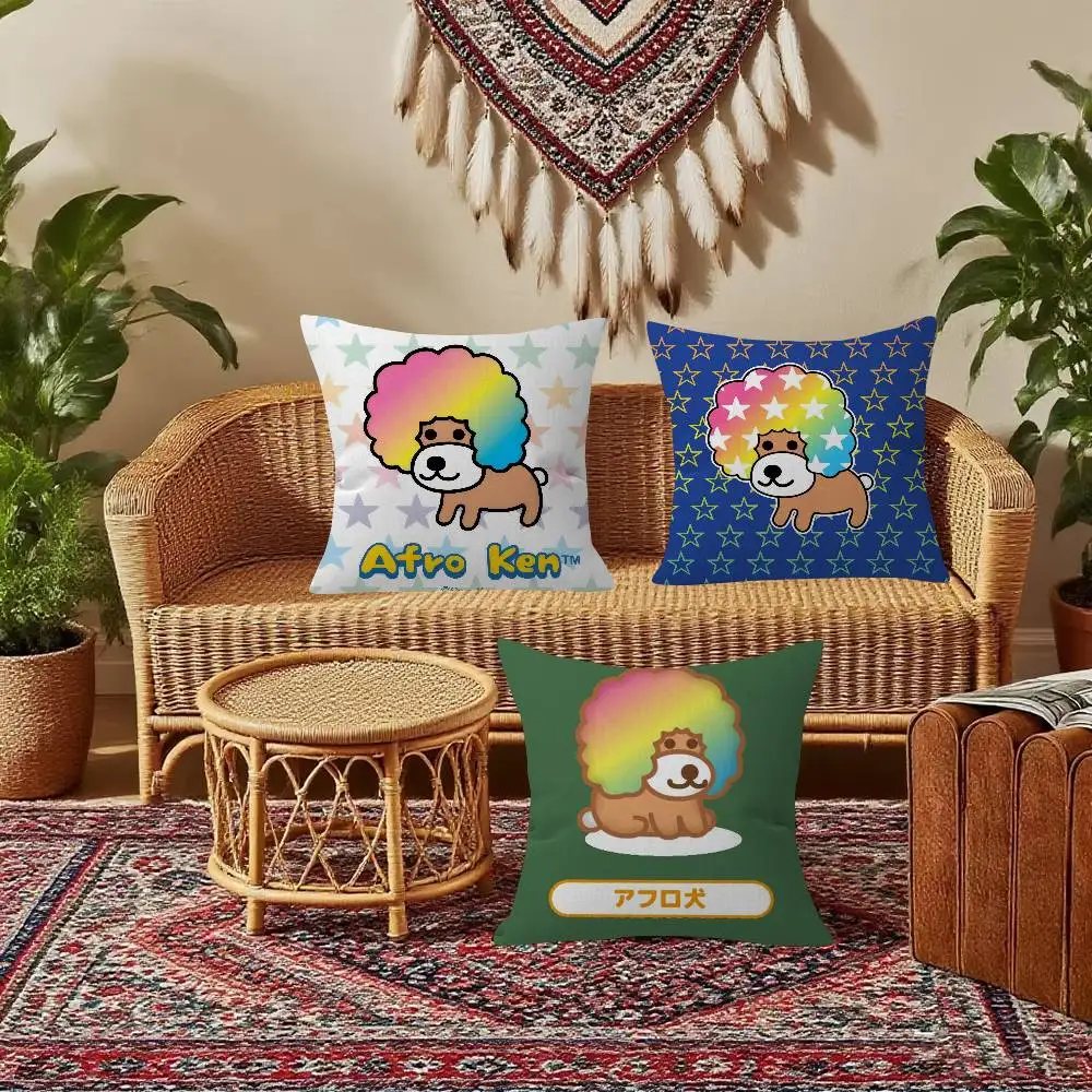 Anime A-afro Ken Cute Dog  Cushion Cover Pillowcase Upholstery Sofa Throw Pillow Home Decor Pillowcas