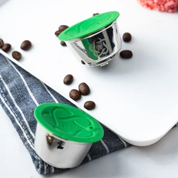 ICafilas Dolce Gusto Capsule  Reusable Silicone Green Cover Stainless Steel Capsule for Dolce Gusto Coffee Filters Capsule Pods