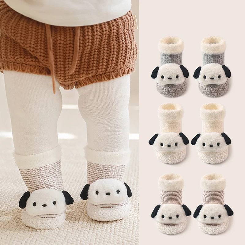 Lovely Toddler Indoor Sock Shoes Newborn Prewalker Kids Winter Thickened Cotton Baby Girl Sock Rubber Sole Infant Funny Sock New