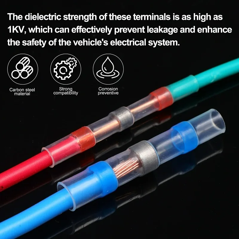 10-100PCS Waterproof Solder Seal Sleeve Splice Terminals Heat Shrink Electrical Wire Butt Connector AWG22-18 Wire Terminals view 2
