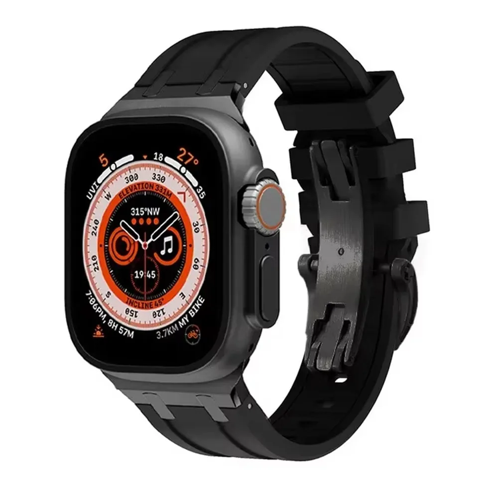 Жидкий силиконовый ремешок для Apple Watch Ultra2 49 мм 10Me 9 8 7 46 мм 45 мм 41 мм Браслет с металлической пряжкой-бабочкой 6 5 4 SE2 44 мм 40 мм