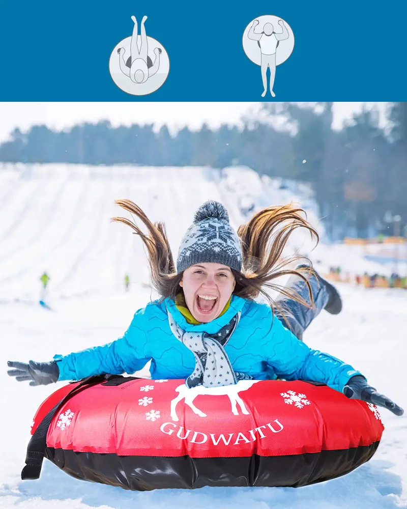 48 Zoll / 122 cm Nylonhülle, aufblasbarer Schneeschlauchschlitten für Spielausrüstung im Winter, langlebiger Boden, 1 Fahrer – Detail 5