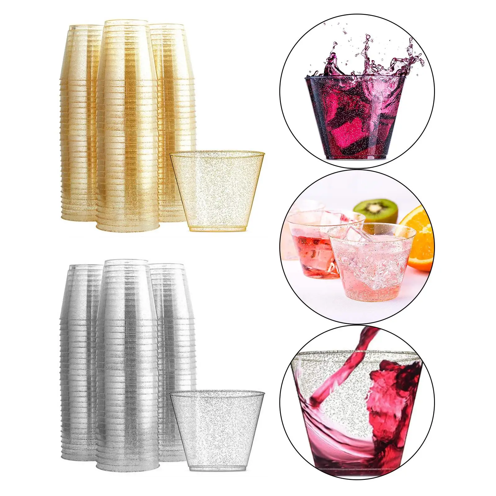 30 Pieces Glitter Cups 9 oz 270ml Juice Cup Disposable Cups for Parties Christmas Water Cup Tableware Disposable Tumblers