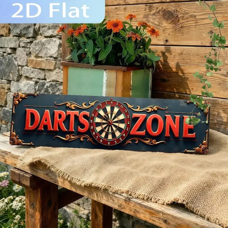 1/5/10/20/50/100pcs 2D Flat, Vintage Dartboard Wall Sign Suitable for Home, Bar, Cafe, Garage Decor - 10cm X 40cm Artificial Boa