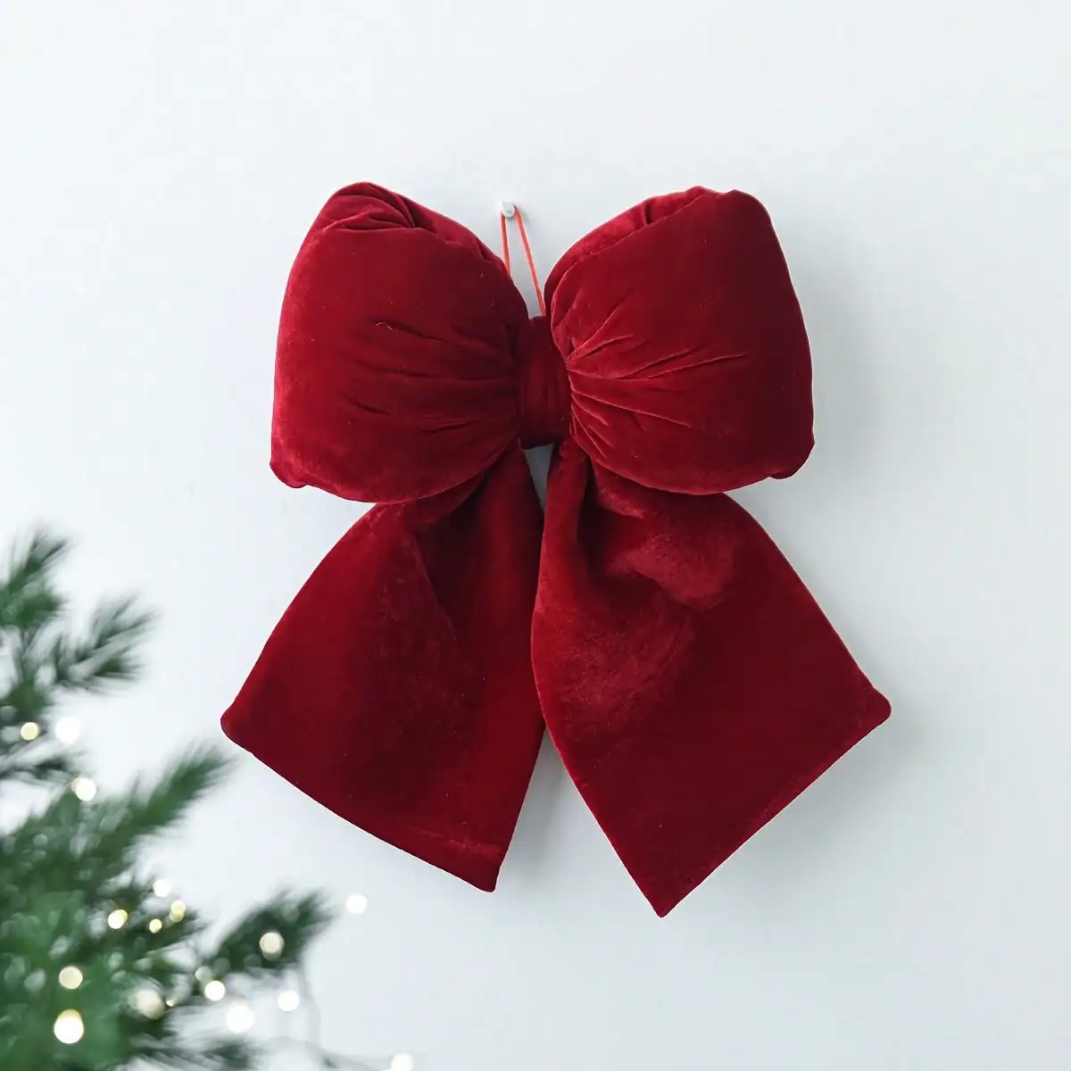 1 Stück Weihnachtsschleife aus Samt, Weihnachtsbaumschmuck, Hochzeitsdekoration, Dekoration für den Urlaub und die Heimatambiente – Detail 2