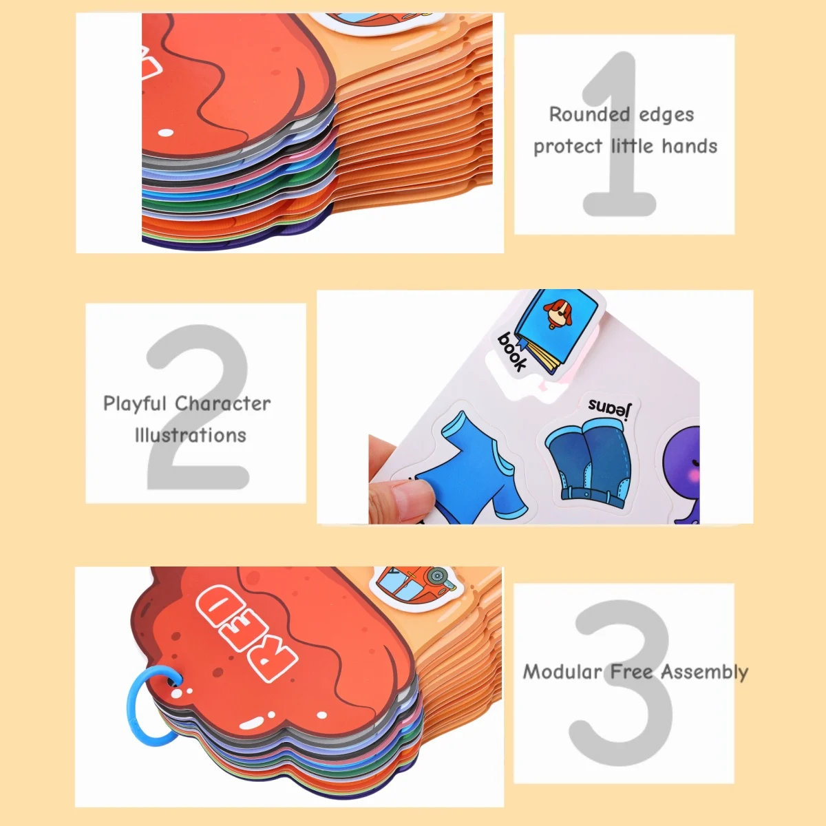 Pomoce do nauczania poznawczego dla dzieci wczesnej edukacji, interaktywne zajęcia, książki z naklejkami wielokrotnego użytku, kolorowe gry poznawcze pasujące do kształtów, odpowiednie dla dzieci powyżej 3 lat, przenośne, przyjazne w podróży