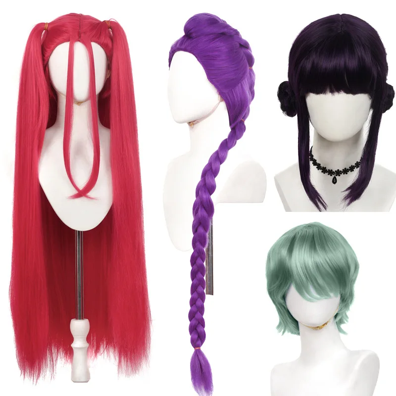 

Anime Kpop Demon Hunters Halloween Carnival Party Cosplay Girls Group Rumi Zoey Mira Saja Wig Heat Resistan Synthetic Hairs