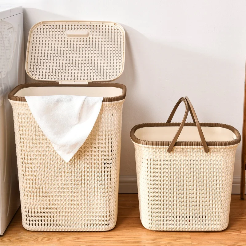 

Large Plastic Laundry Hamper Dirty Clothes Basket Living Room Clothes Storage Basket Foldable Net Type Household Organizer