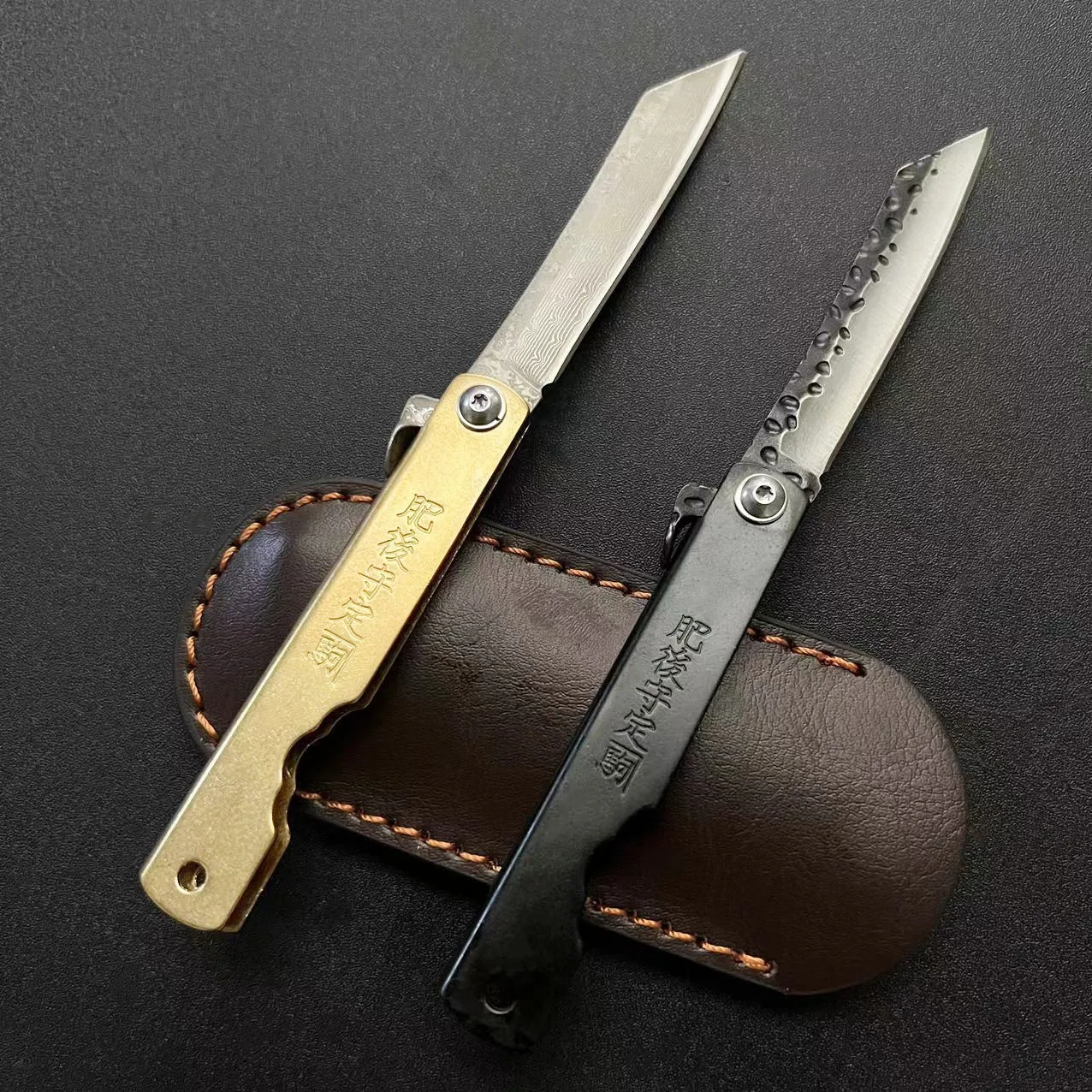 Folding Knife Knife with Brass Handle Stainless Steel Folding Knife Keychain Knife Portable Sharp Fruit Knife Folding Knife image 4