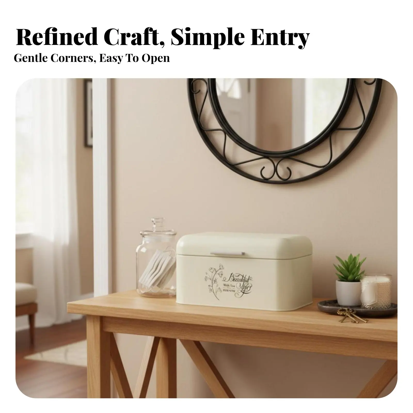 

Large Capacity Storage Box with Lid Long-Lasting Iron Food Storage Tin Nordic Design Countertop Organizer Easy to Clean