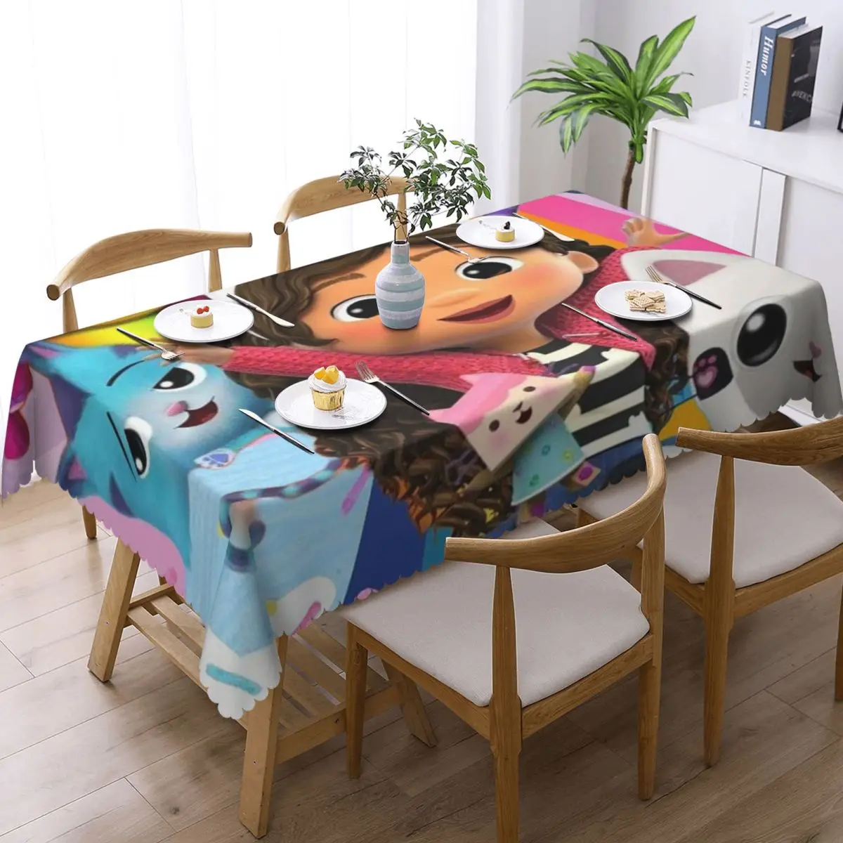 Gabbys Dollhouse Painel Gaby La Casa De Muneca Rectangular Tablecloth Waterproof Table Cover for Dining Events Table Cloth