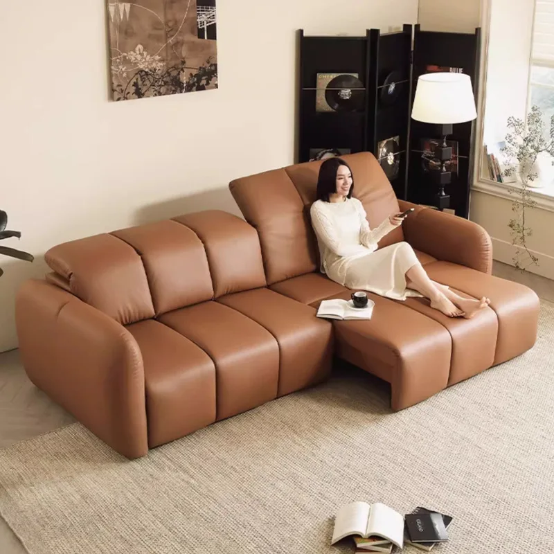 Moderno pequeno apartamento multifuncional sofá elétrico retrátil linha reta