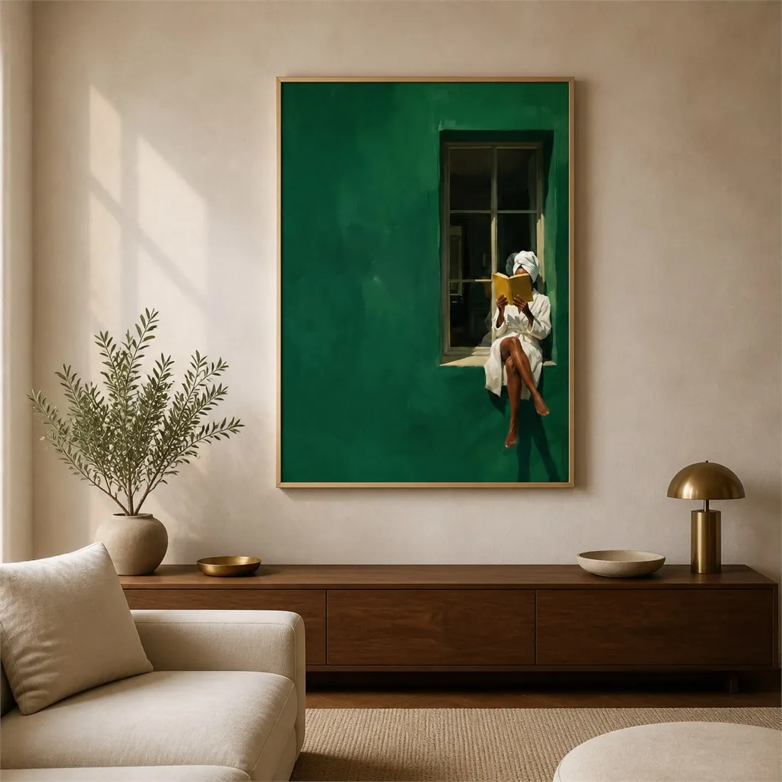 Black Woman Reading Art Print,Canvas Wall Print,Modern Art Illustration,High‑Grade Home Decoration Artwork for Bedroom,Living Ro