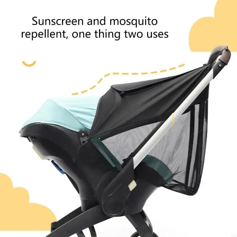 

AntiUV-Protection Stroller Sunshade Bug-Netting Pram Sun Shade Canopy Tear Resistance CarSeat Sun Cover for Stroller