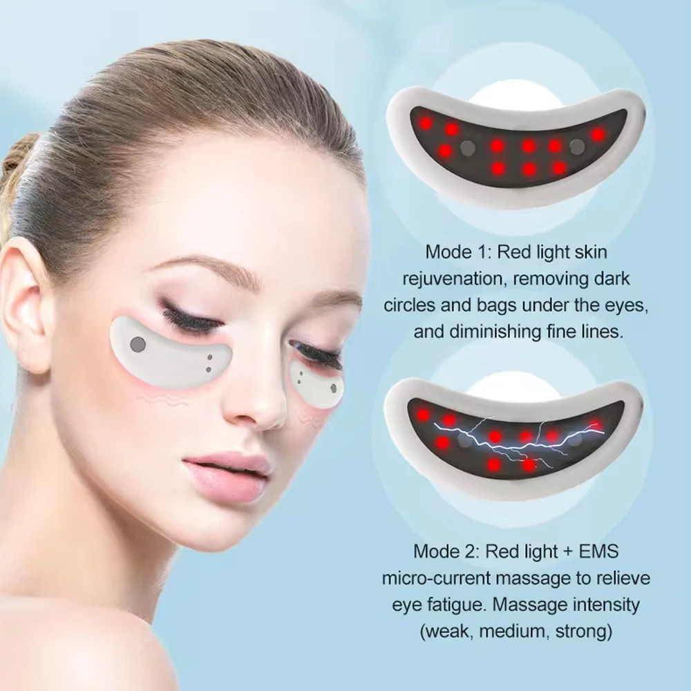 Ohio eur pour les yeux avec patch en gel, thérapie par la lumière rouge, soins oculaires EMS, peau de vache foncée, lignes fines, élimination des sacs pour les yeux noirs, appareil de beauté