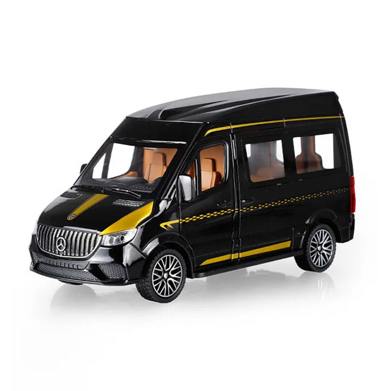 Voiture jouet en alliage moulé sous pression 1:24, modèle MPV Benz Sprinter, son et lumière, voitures de traction en métal, cadeaux pour enfants garçons