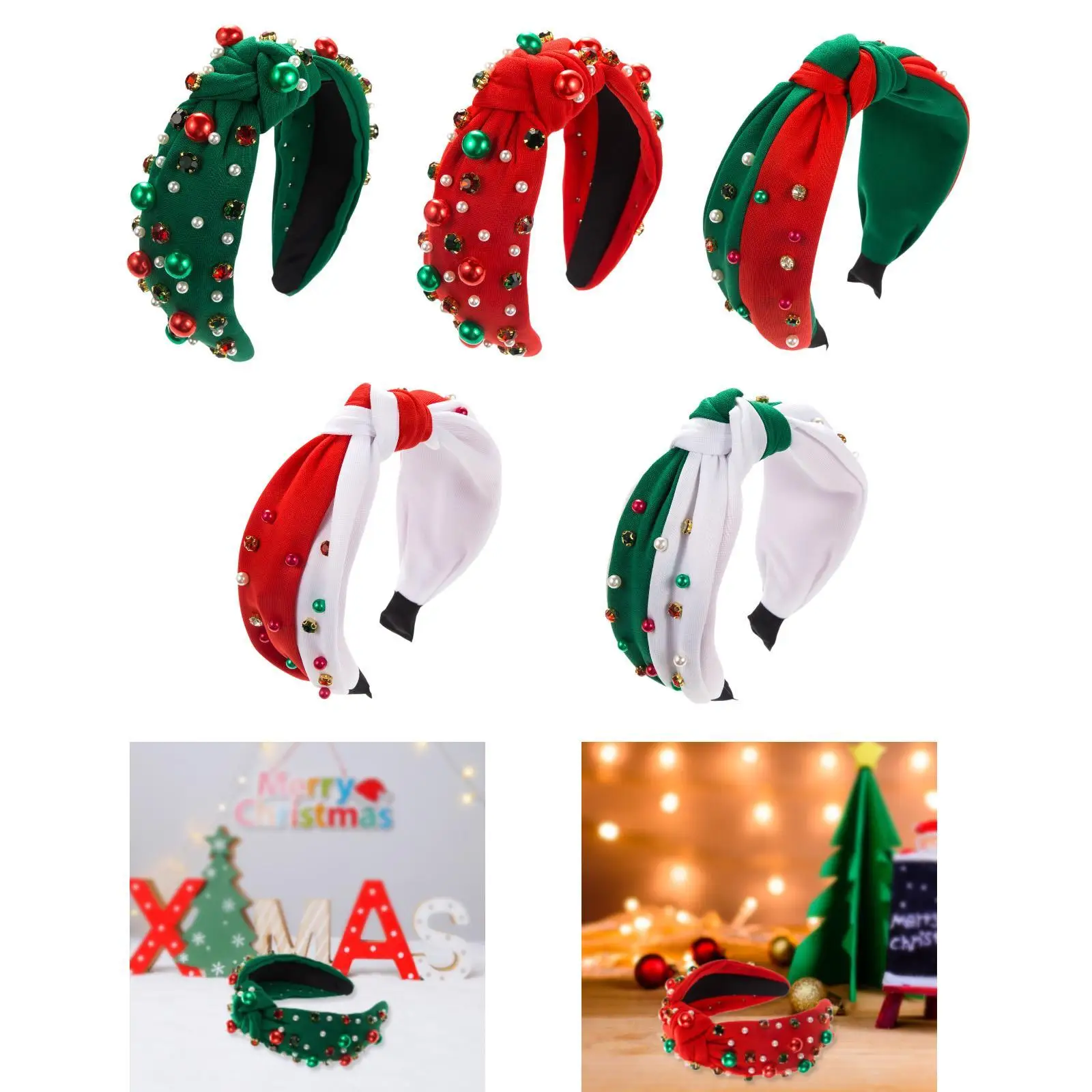 Chapéu de natal elegante vermelho verde festivo roupas largas foto feriado natal hairband para senhoras mulheres adultos meninas