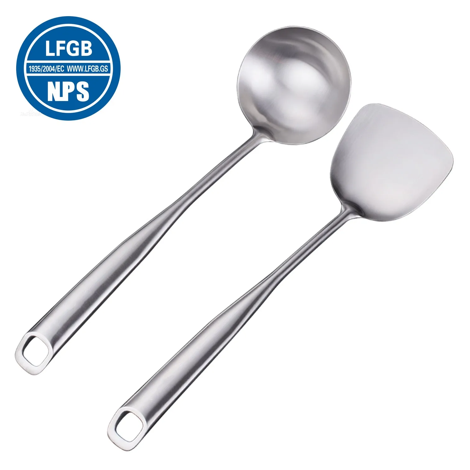 

LFGB Certificated 316L Stainless Steel Cookware 99.9% Anti-bacterial Lengthen Handle Spatula Spoon for Kitchen Cooking Fixtures