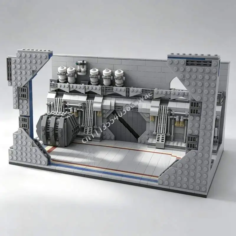 NEW 1384PCS MOC Space Hangar Display Module Model Custom Puzzle DIY Creative Assembly Architecture Building Blocks Toy Gift Set