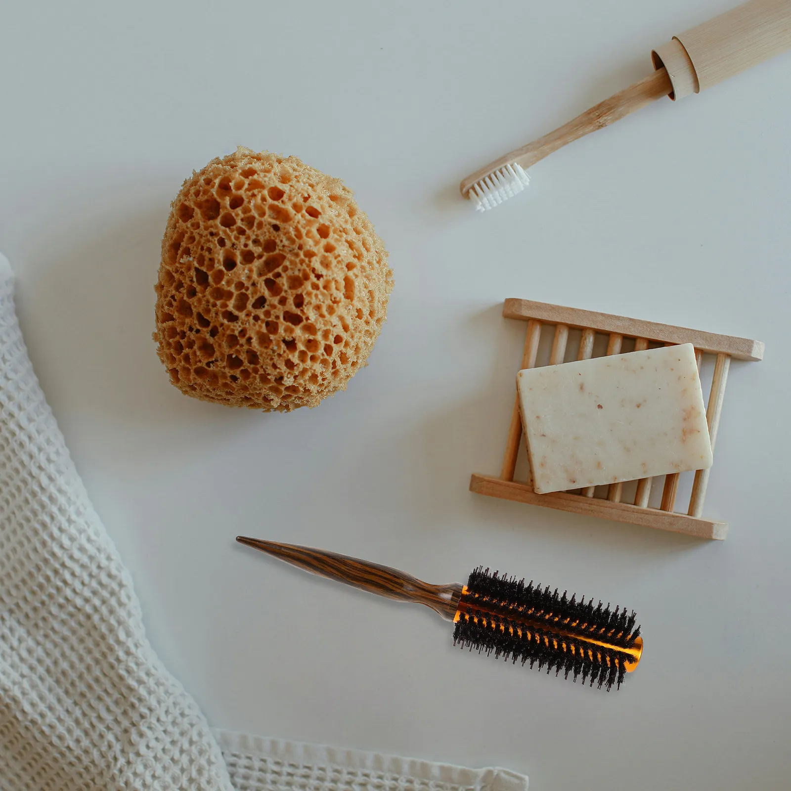 

Thermal Curling Brush Wooden Handle Boar Bristle Round Hair Brush for Blow Drying Styling Curling Short Thick Curly Hair Travel