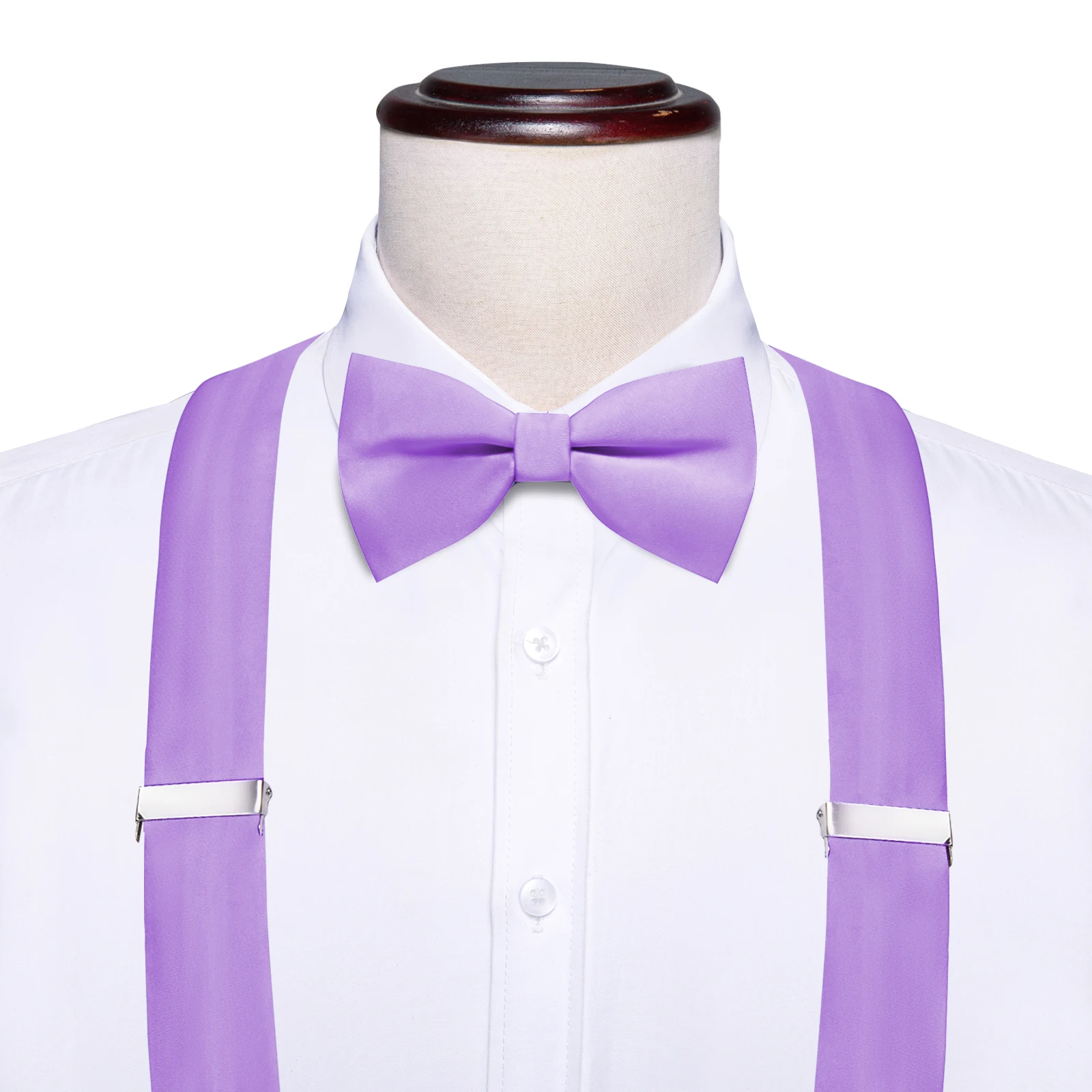 Hi-Tie Silk Blue Yellow Purple Coral Mens Suspender Braces Bow Tie Hanky Cufflinks Set For Men Adjustable Elastic Galluses