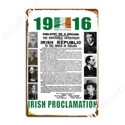 1916 Proclamation Of The Irish Republic Tin Sign Posters Retro Proclamation Metal Plaque Poster Personalized Mural Decor Sign