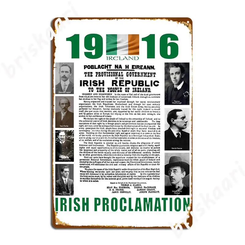 1916 proklamacja republiki irlandzkiej znak blaszany plakaty Retro proklamacja metalowa tablica plakat spersonalizowana ozdoba na ścianę znak