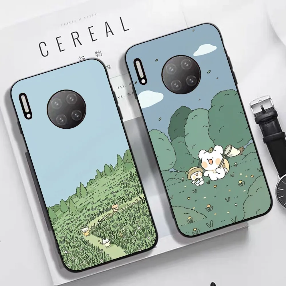 Green Plant  Cute Kawaii Phone Case For Huawei Mate 10 20 30 40 50 lite pro Nova 3 3i 5 6 SE 7 pro 7SE